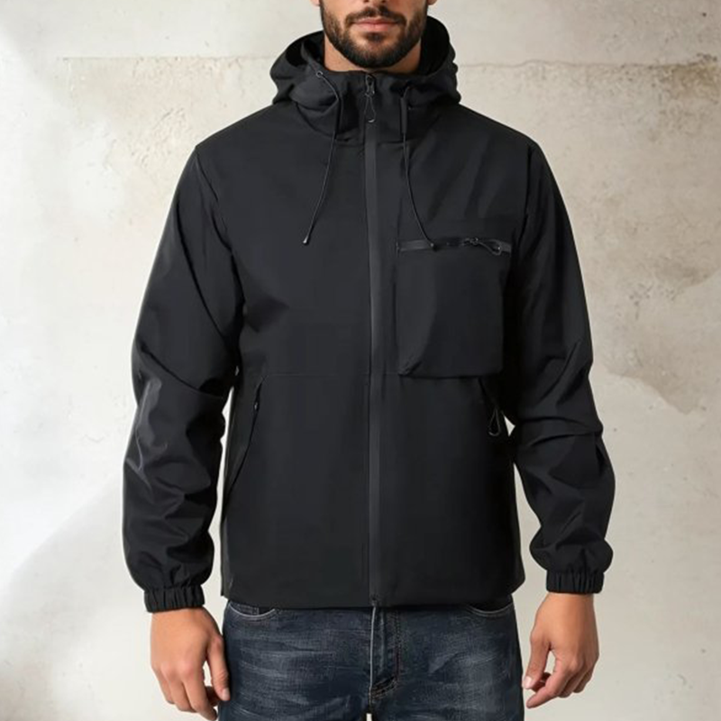Einfarbige Outdoor-Sportjacke für Herren